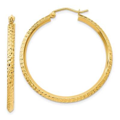 Knife Edge Diamond-Cut Hollow Hoop Earrings 10k Gold 10TC820, MPN: 10TC820,