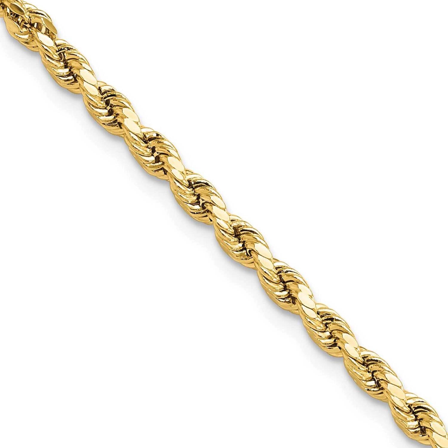 3mm Semi-Solid Diamond-Cut Rope Chain 26 Inch 10k Gold 10DH021-26, MPN: 10DH021-26,