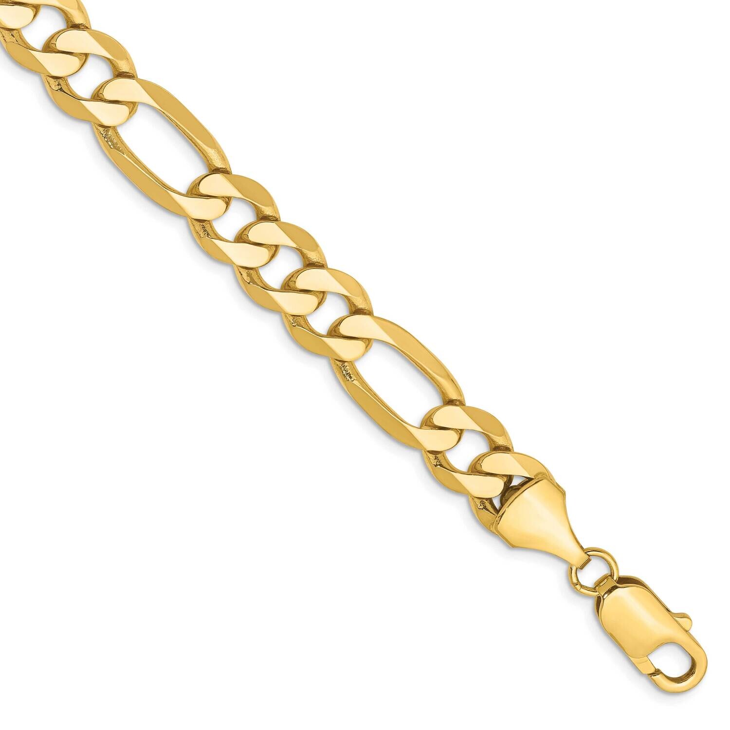 8.75mm Flat Figaro Chain 8 Inch 10k Gold 10FG220-8, MPN: 10FG220-8,
