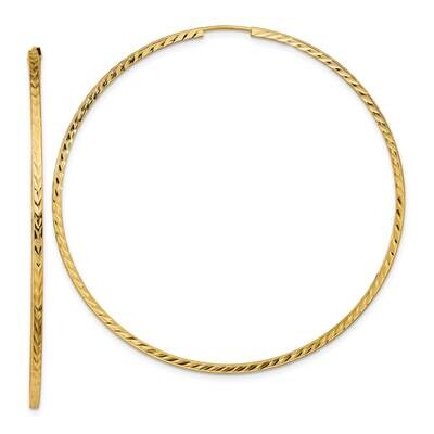 Diamond-Cut Square Tube Endless Hoop Earrings 10k Gold 10TF1003, MPN: 10TF1003,