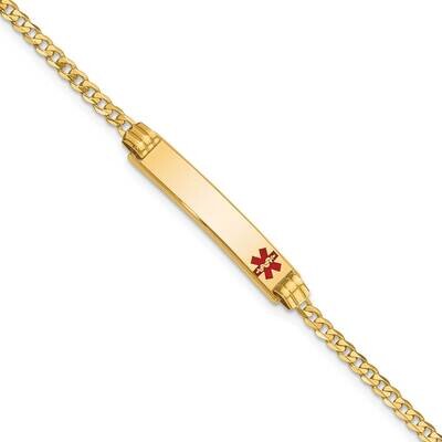 Medical Red Enamel Curb Link Id Bracelet 7 Inch 10k Gold 10XM551FR-7, MPN: 10XM551FR-7,