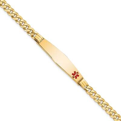 Medical Soft Diamond Shape Red Enamel Curb Link Id Bracelet 8 Inch 10k Gold 10XM568FC-8, MPN: 10XM5…