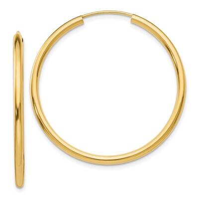 Round Endless 2mm Hoop Earrings 10k Polished Gold 10H982, MPN: 10H982,