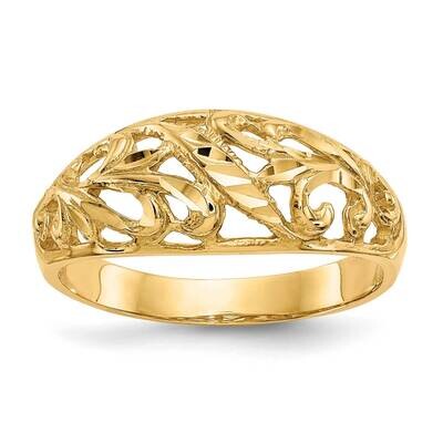 Paisley Diamond-Cut Design Dome Ring 10k Gold 10K4624, MPN: 10K4624,
