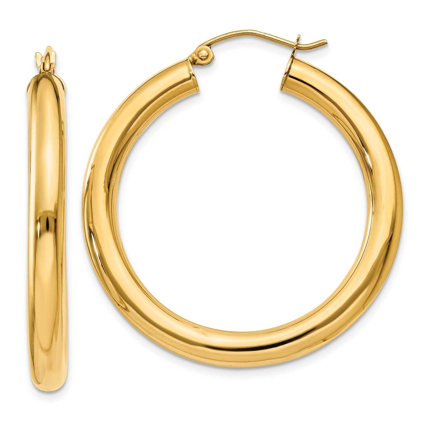 4mm Lightweight Tube Hoop Earrings 10k Polished Gold 10T948L, MPN: 10T948L, 196904097366