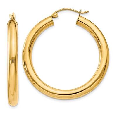 4mm Lightweight Tube Hoop Earrings 10k Polished Gold 10T948L, MPN: 10T948L, 196904097366