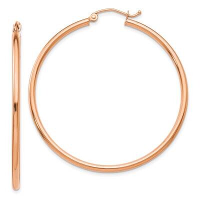 Polished 2mm Lightweight Tube Hoop Earrings 10k Rose Gold 10TE525, MPN: 10TE525,