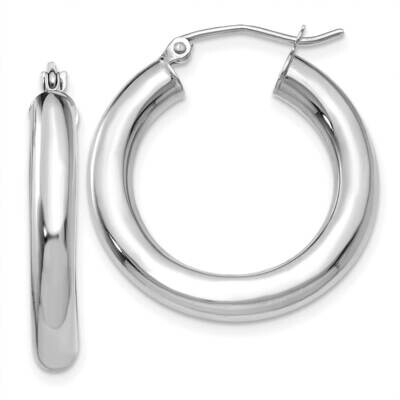 Polished 4mm Lightweight Tube Hoop Earrings 10k White Gold 10T861L, MPN: 10T861L,