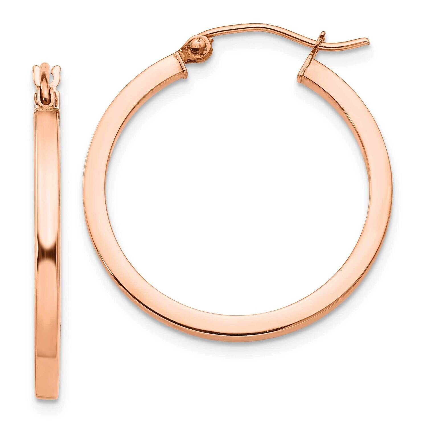 Lightweight Square Tube Hoop Earrings 10k Rose Gold 10TF736, MPN: 10TF736,