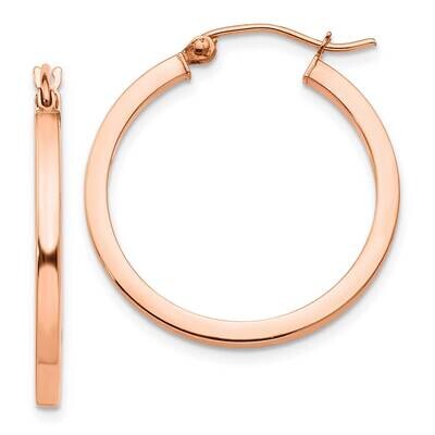 Lightweight Square Tube Hoop Earrings 10k Rose Gold 10TF736, MPN: 10TF736,