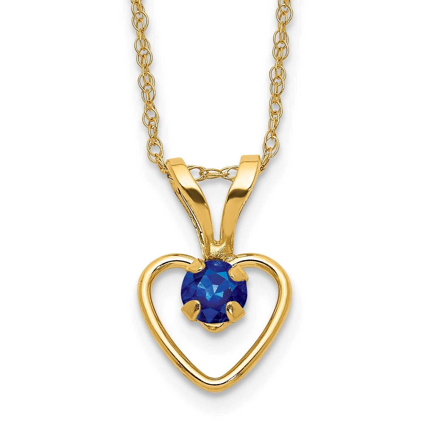 Madi K 3mm Sapphire Heart Birthstone Necklace 10k Gold 10GK411-15, MPN: 10GK411-15,