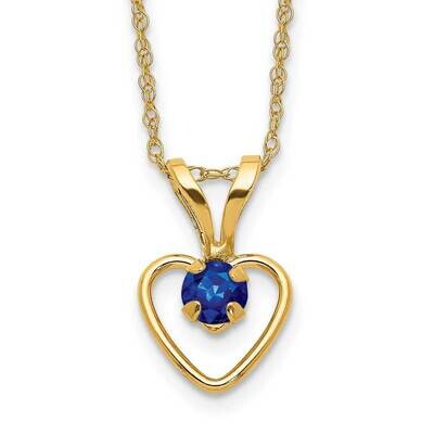 Madi K 3mm Sapphire Heart Birthstone Necklace 10k Gold 10GK411-15, MPN: 10GK411-15,