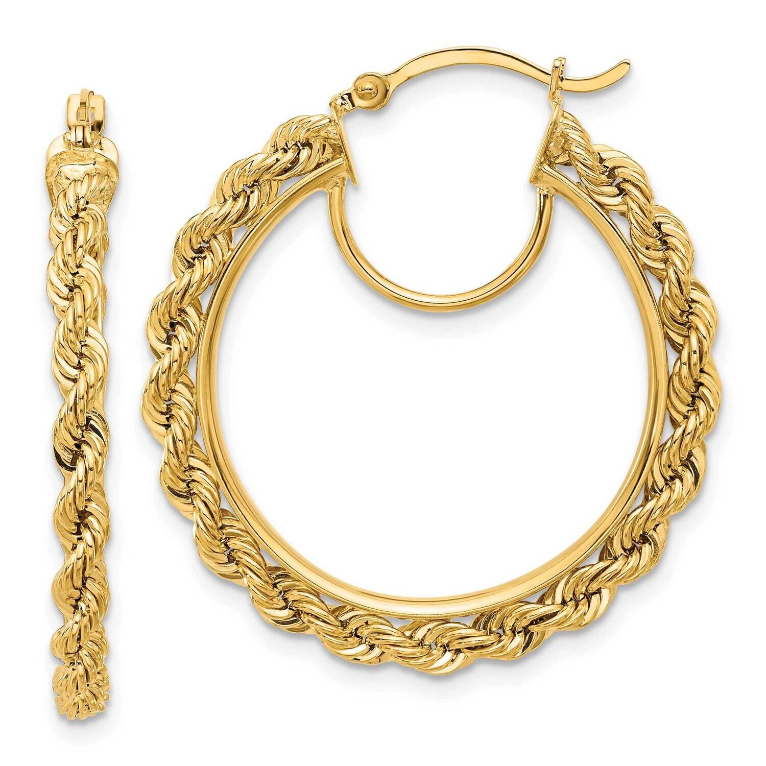 Diamond-Cut Rope 2.95mm Hoop Earrings 10k Polished Gold 10ER341, MPN: 10ER341,