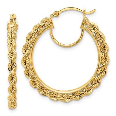 Diamond-Cut Rope 2.95mm Hoop Earrings 10k Polished Gold 10ER341, MPN: 10ER341,