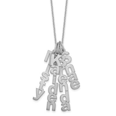 Brushed Vertical 4 Name Charm Necklace 10k White Gold 10XNA1256/4W, MPN: 10XNA1256/4W,