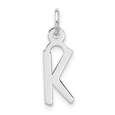Large Slanted Block Initial K Charm 10k White Gold 10WC1555K, MPN: 10WC1555K,