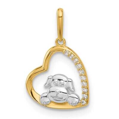 White Rhodium CZ Dog In Heart Charm 10k Gold 10C1493, MPN: 10C1493,