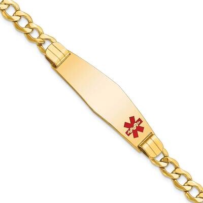 Semi-Solid Medical Soft Diamond Shape Red Enamel Curb Link Id Bracelet 8 Inch 10k Gold 10XM578FC-8,…