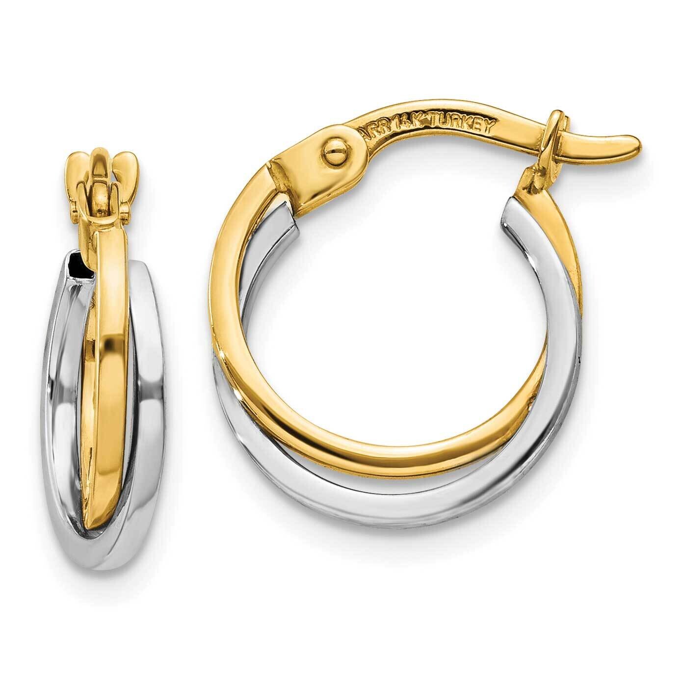 Polished Hollow Hoop Earrings 10k Two-Tone Gold 10TL697