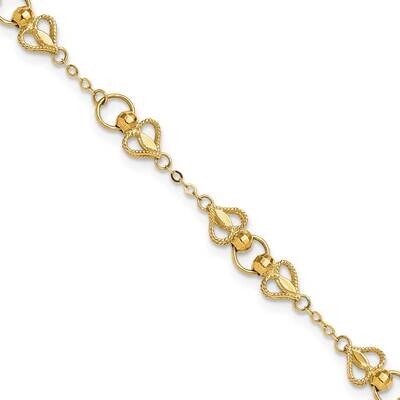 Heart 7.5 Inch Bracelet 10k Polished Gold 10DC40-7.5, MPN: 10DC40-7.5,