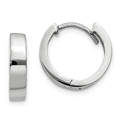 Round Hinged Hoop Earrings 10k White Gold 10TM623, MPN: 10TM623,