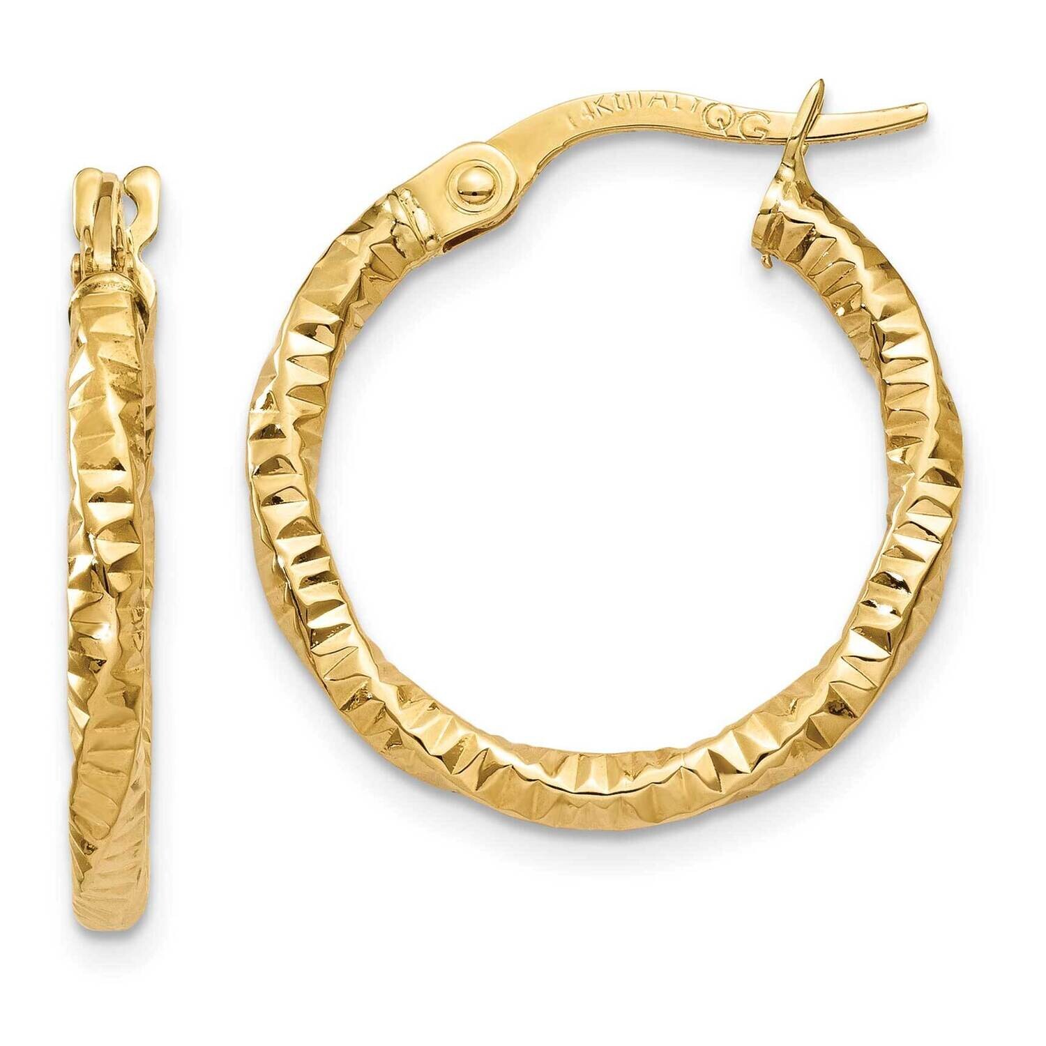 Textured Hoop Earrings 10k Polished Gold 10TH671, MPN: 10TH671,