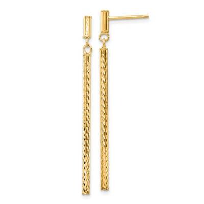 Diamond-Cut Bar Dangle Post Earrings 10k Polished Gold 10TH955, MPN: 10TH955,