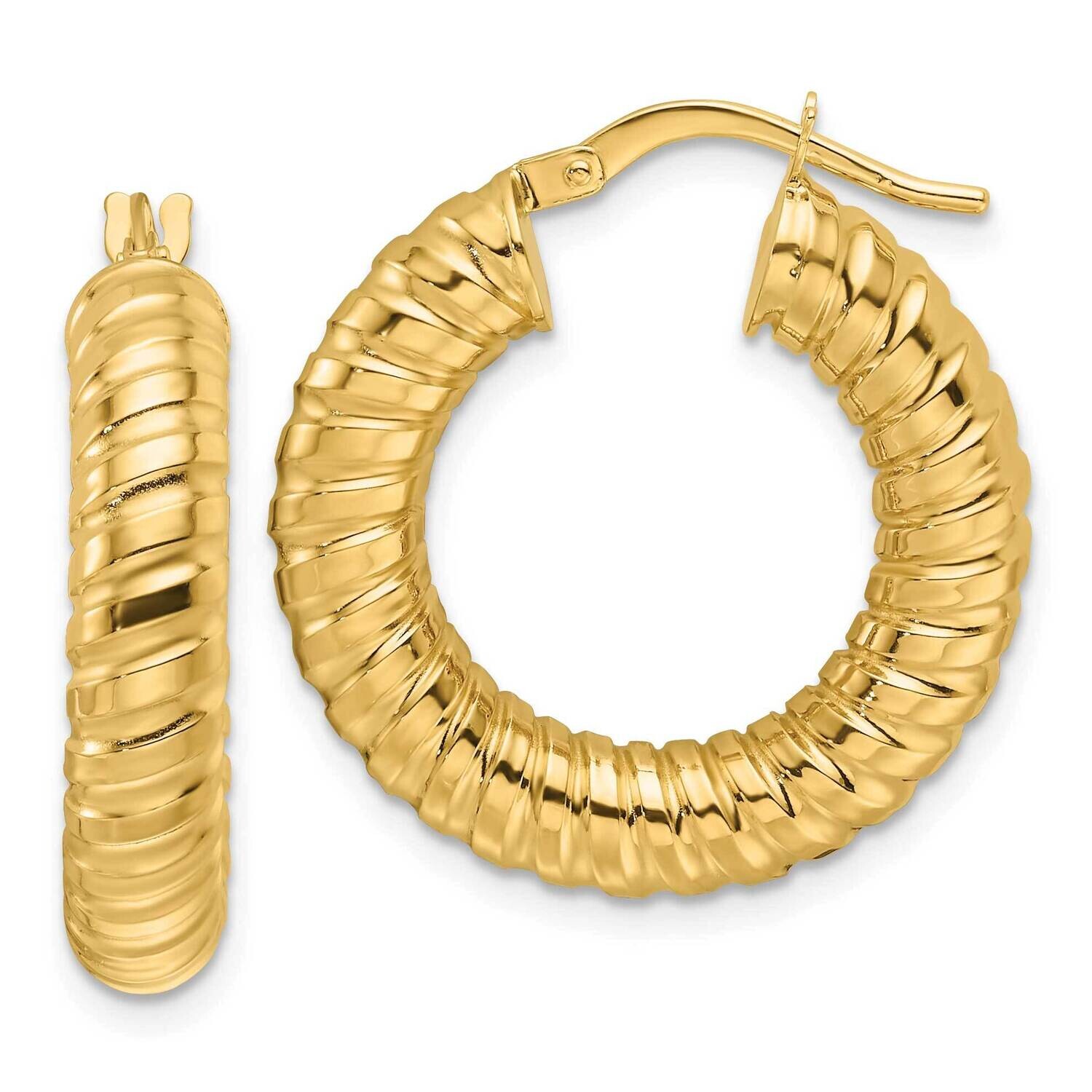 Polished 5mm Hollow Spiral Round Hoop Earrings 10k Gold 10ER338, MPN: 10ER338,