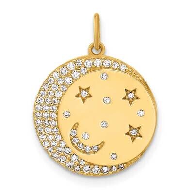 CZ Moon Stars Disc Charm 10k Polished Gold 10C1489 by Men&#39;s Jewelry and Accessories, MPN: 10C1489,
