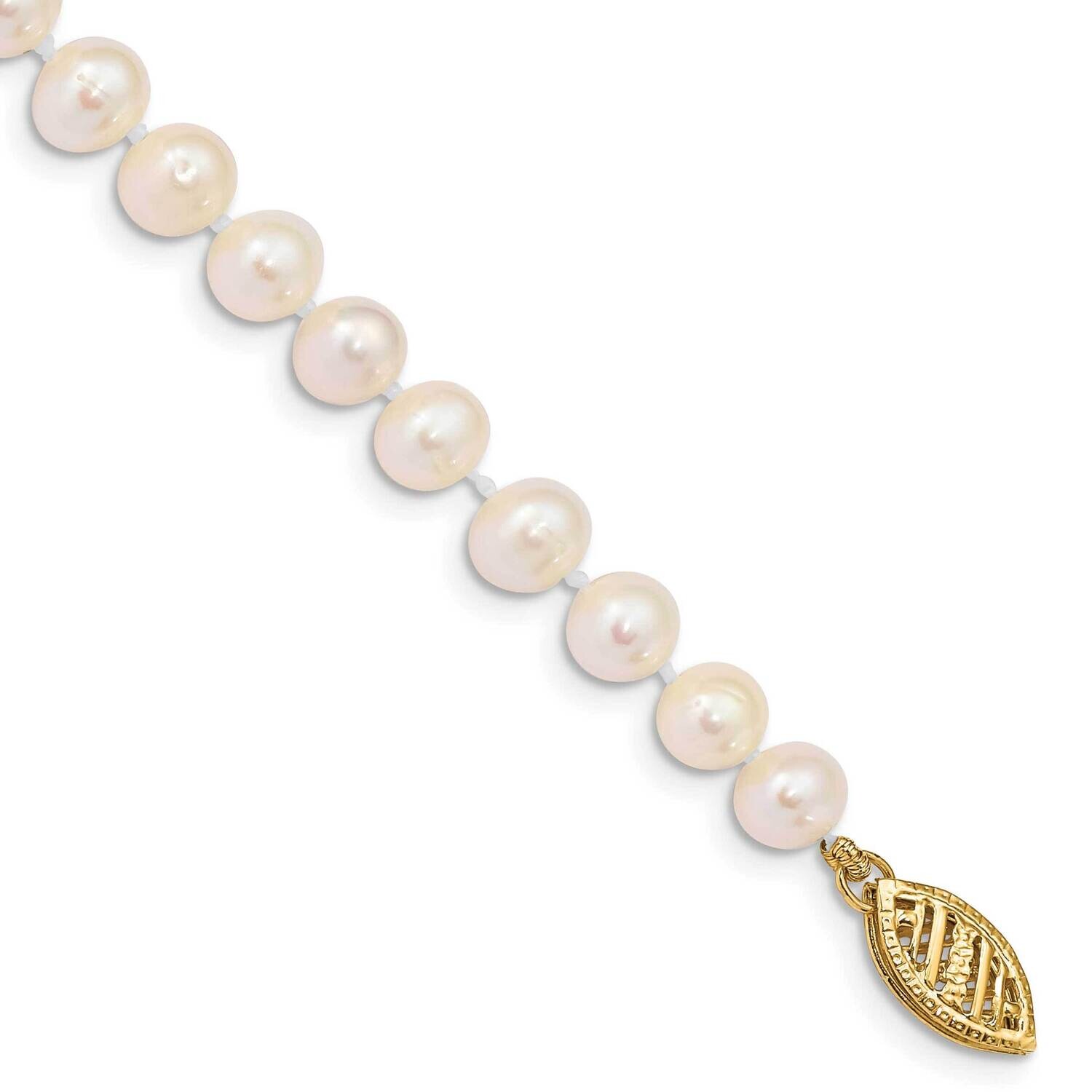 5-6mm White Near Round Freshwater Cultured Pearl Necklace 10k Gold 10WPN050-20, MPN: 10WPN050-20,