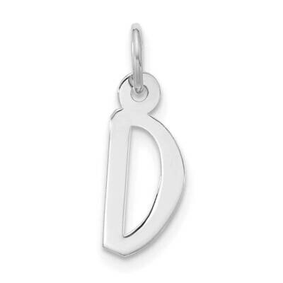 Large Slanted Block Initial D Charm 10k White Gold 10WC1555D, MPN: 10WC1555D,