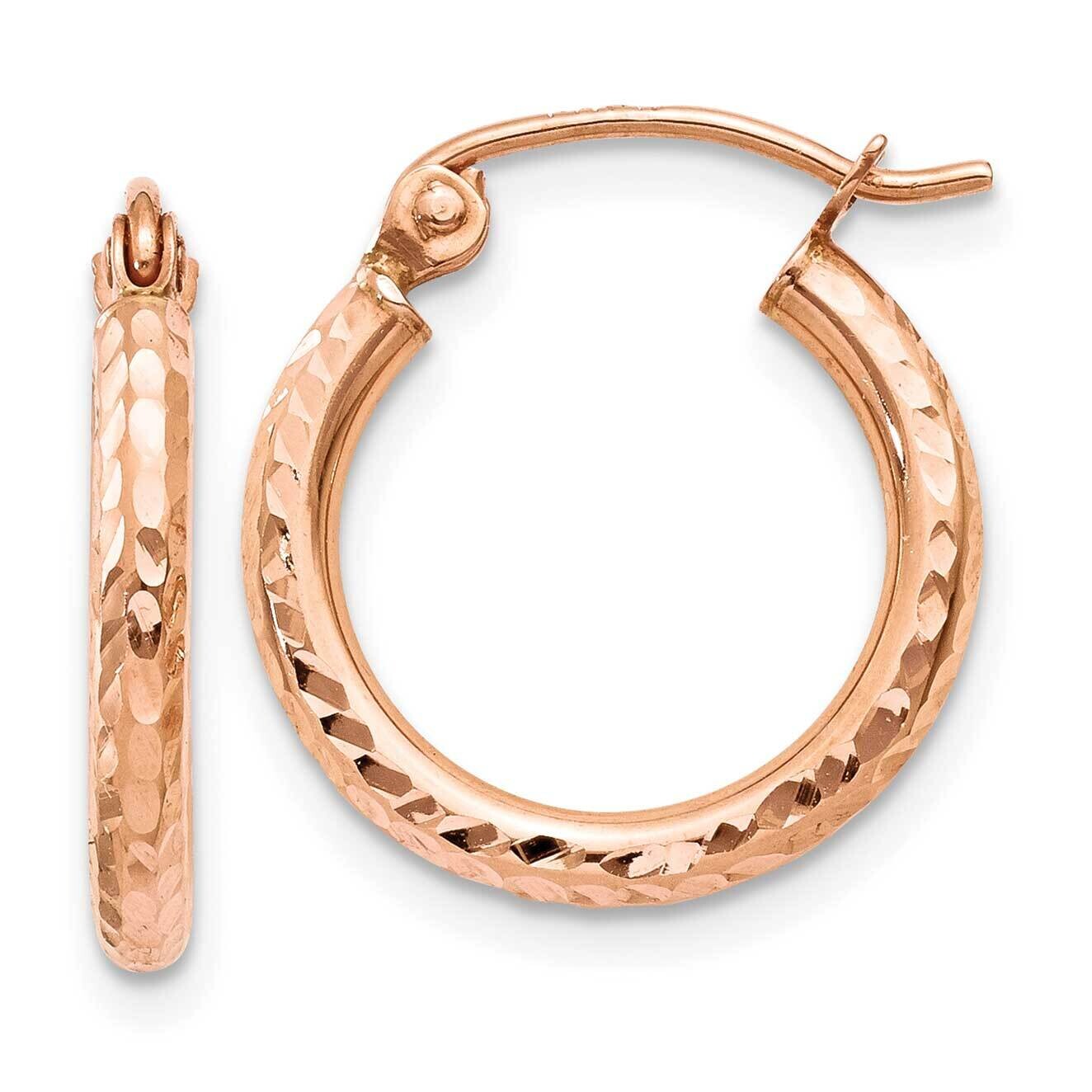 Lightweight Diamond-Cut Hoop Earrings 10k Rose Gold 10TF679, MPN: 10TF679, 196904147634