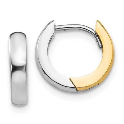 2.5mm Round Hinged Hoop Earrings 10k Two-Tone Gold 10TL155, MPN: 10TL155,