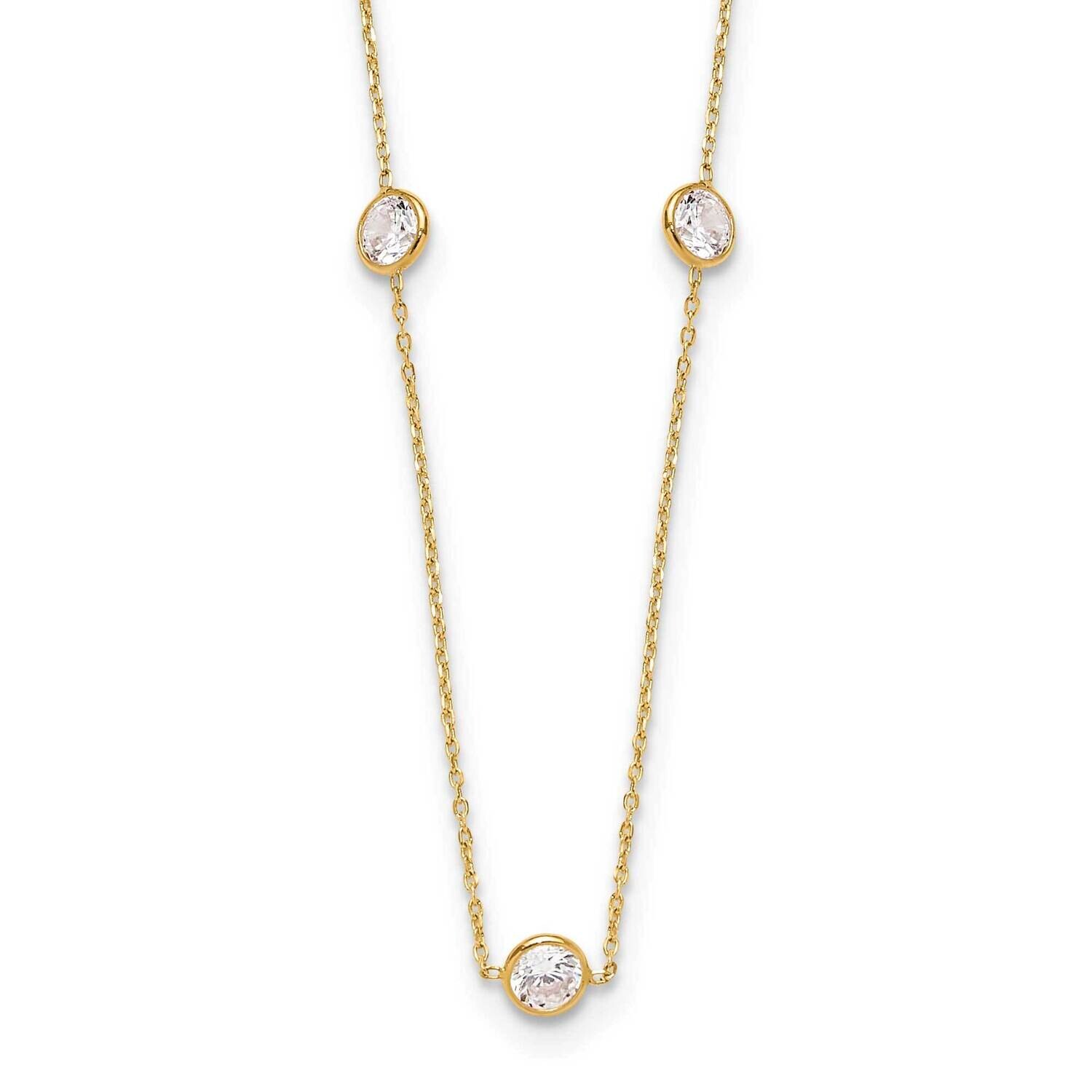 CZ 7 Station Necklace 10k Polished Gold 10C1472-18, MPN: 10C1472-18,