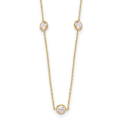CZ 7 Station Necklace 10k Polished Gold 10C1472-18, MPN: 10C1472-18,