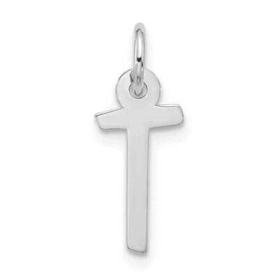 Large Slanted Block Initial T Charm 10k White Gold 10WC1555T, MPN: 10WC1555T,