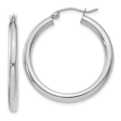 Polished 3mm Lightweight Tube Hoop Earrings 10k White Gold 10T849L, MPN: 10T849L, 196904097410