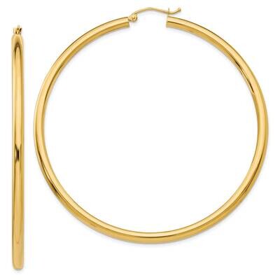 3mm Lightweight Tube Hoop Earrings 10k Polished Gold 10T946L, MPN: 10T946L,