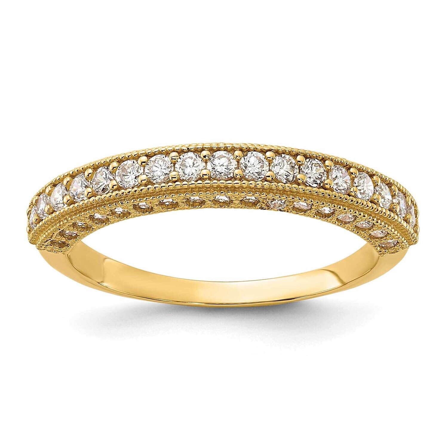CZ Beaded Edge Band 10k Polished Gold 10C1513, MPN: 10C1513,
