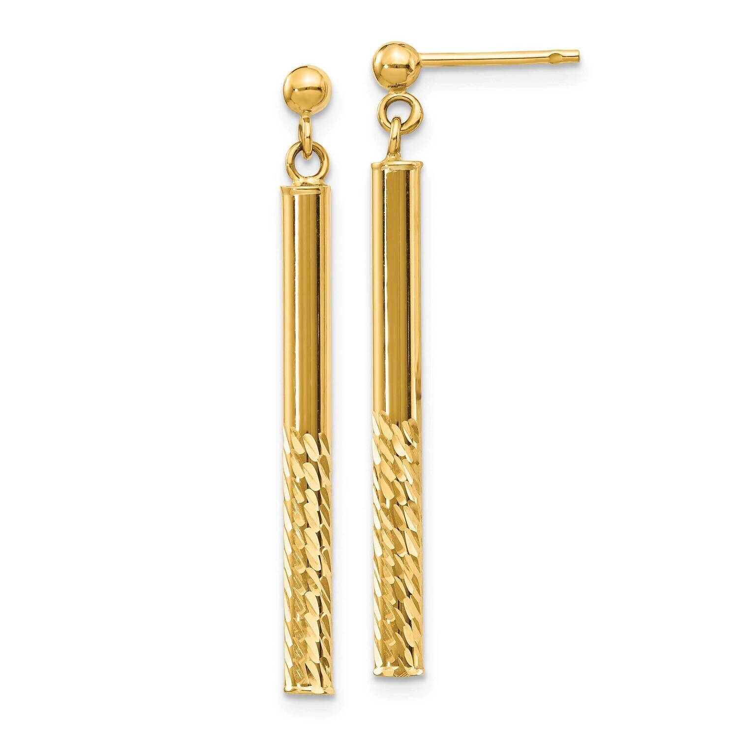 Diamond-Cut Bar Dangle Post Earrings 10k Polished Gold 10TH954