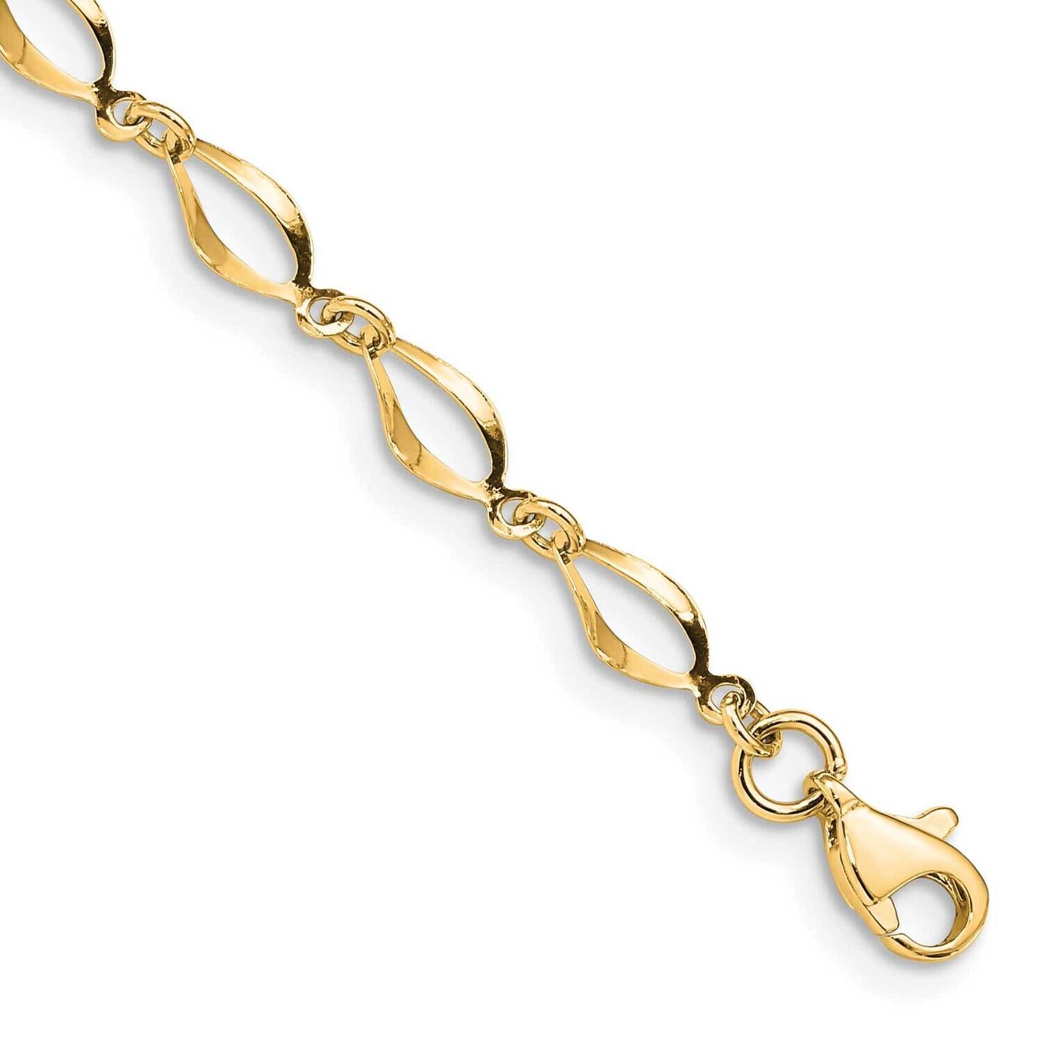 Fancy Link Bracelet 7.25 Inch 10k Polished Gold 10FB1340Y-7.25, MPN: 10FB1340Y-7.25,