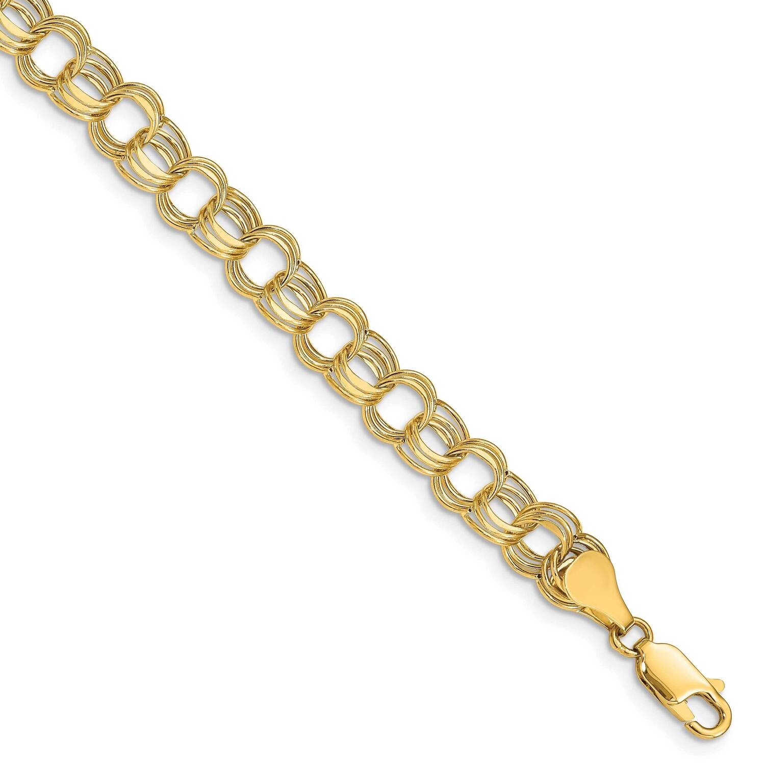 Lite 7mm Triple Link Charm Bracelet 7.25 Inch 10k Gold 10SST1-7.25, MPN: 10SST1-7.25,