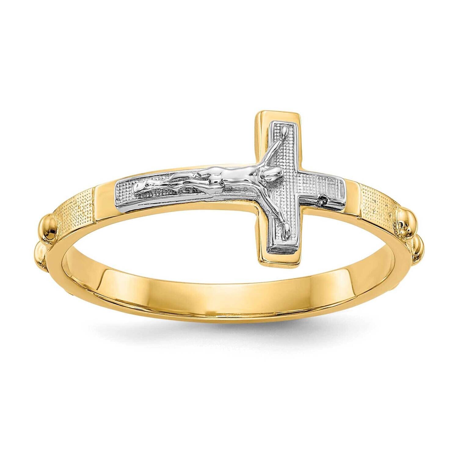 Crucifix Rosary Ring 10k Two-Tone Gold 10K3967
