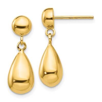 Teardrop Hollow Post Dangle Earrings 10k Gold 10TL902, MPN: 10TL902,