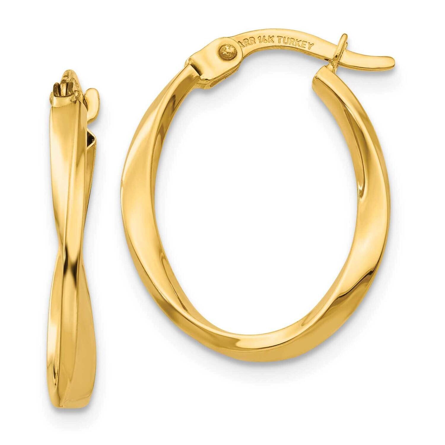 Polished Twisted Oval Hoop Earrings 10k Gold 10TF683, MPN: 10TF683, 196904147627