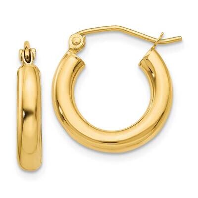 3mm Lightweight Tube Hoop Earrings 10k Polished Gold 10T939L, MPN: 10T939L,