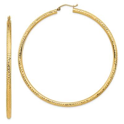 Lightweight 3mm Diamond-Cut Hoop Earrings 10k Gold 10TC1013, MPN: 10TC1013,