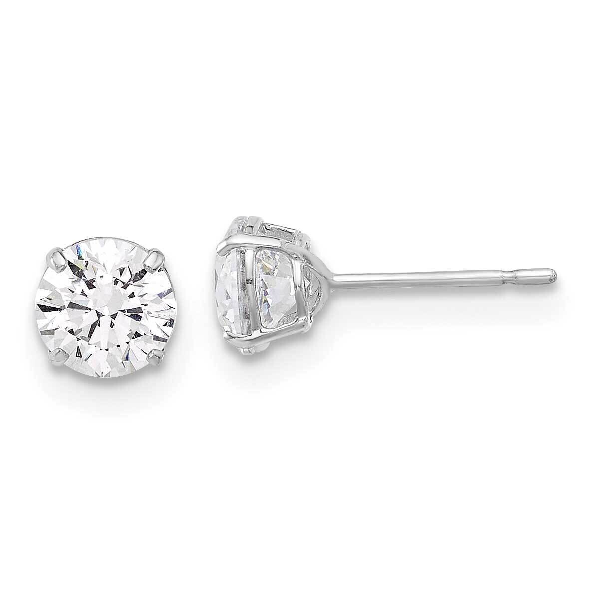 Polished 5mm CZ Stud Post Earrings 10k White Gold 10ER357W, MPN: 10ER357W,