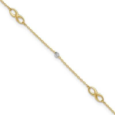 Diamond-Cut Beads Infinity 10In Plus 1 Inch Extender Anklet 10k Two-Tone Gold 10ANK301-10, MPN: 10A…