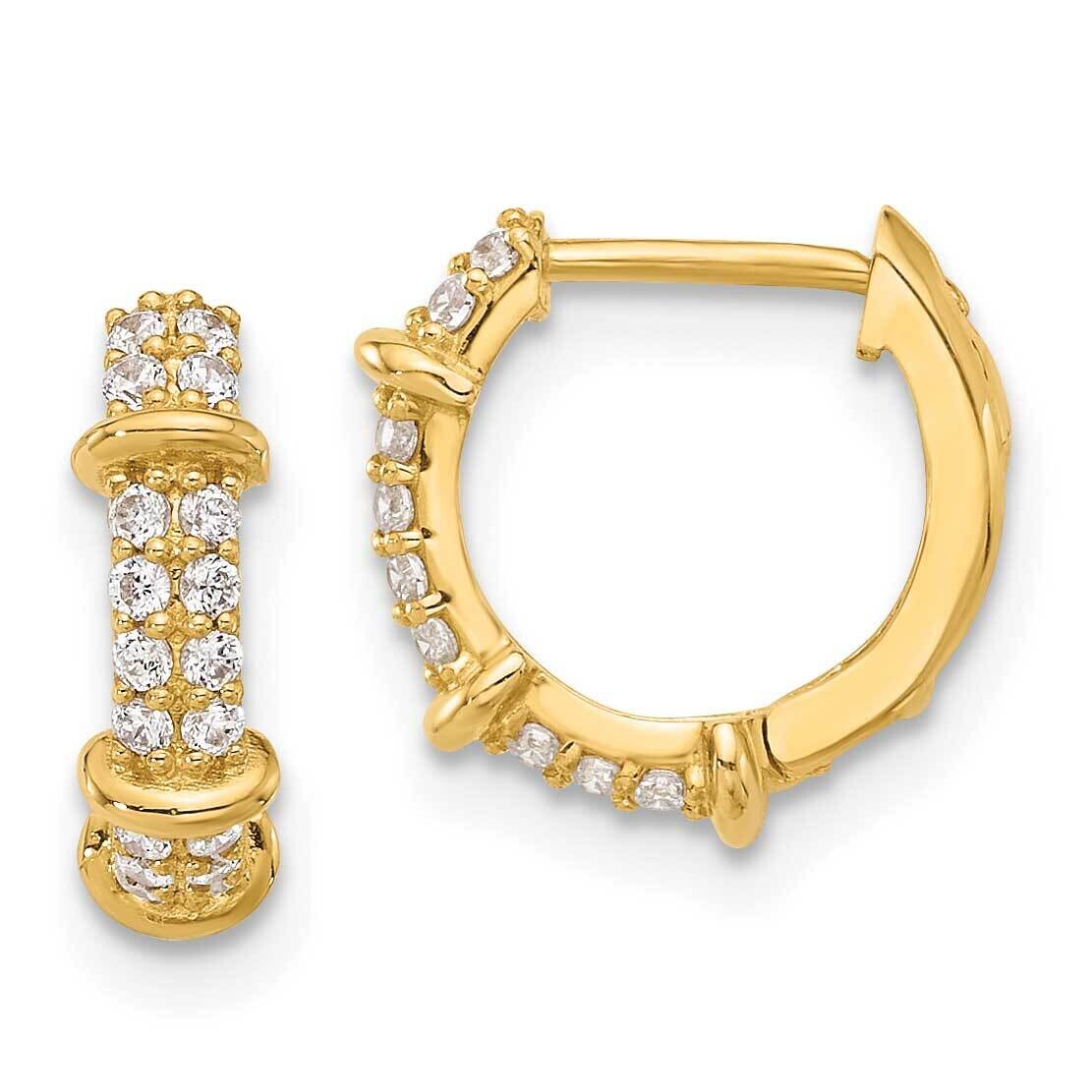 CZ Hinged Hoop Earrings 10k Polished Gold 10ER353, MPN: 10ER353,